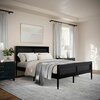 Martha Stewart Jax Queen Size Solid Wood Platform Bed w/Rattan Headboard and Footboard, No Box Spring Req'd, Blk MG-090022-Q-BK-MS